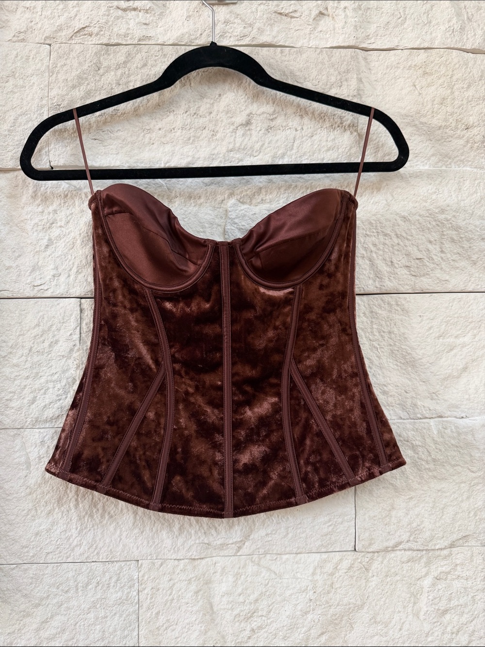 Zara Brown Velvet Corset Camisole